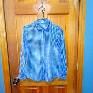 Club Monaco 100% silk blue white long sleeved shirt size XS